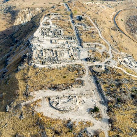 Israel, Aerial view, Hippos-Sussita ancient city