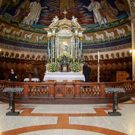 Italy, Rome - Basilica of Saints Cosmus and Damian - altar - Baroque