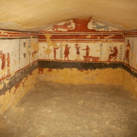 Italy, Tarquinia, Etruscan Monterozzi necropolis (00:03:48)