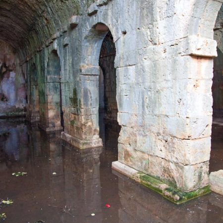 Greece, Crete, Aptera ancient site - Roman three -aisled vaulted cistern