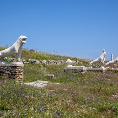 Greece, Delos Island, Terrace of the Lions
