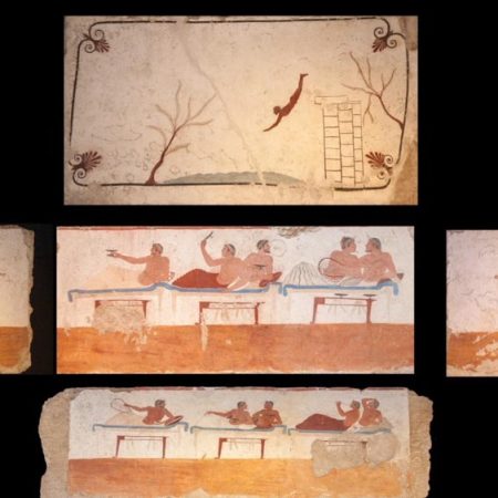 Italy, Paestum - Tomb of the Diver and paintings from Lucanian period (00:04:10)