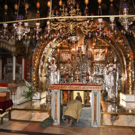 Israel, Jerusalem - Church of the Holy Sepulchre - Altar of the Crucifixion (00:01:50)