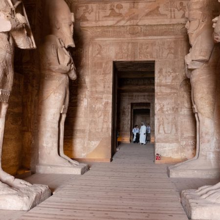 Egypt, Abu Simbel - Great Temple -Ramesses II - Pronaos with Osiris pillars (00:01:02)