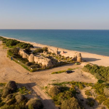 Israel, Ashdod Yam, Minat al-Qal'a - Umayyads castle - Hebrew Narration