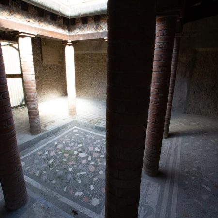 Italy, Pompeii, House of Menander,  view of a room with the Impluvium on the ground floor