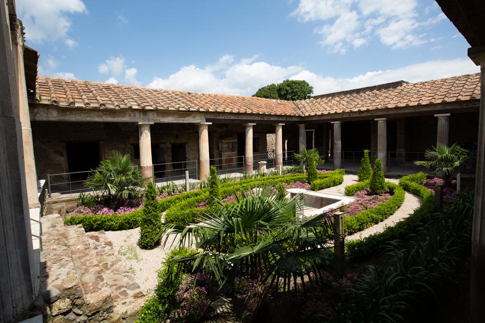 Italy, Pompeii, House of the Gilded Cupids, view of the garden with the Portico of the Peristyle High-Quality Images & Videos The MCA Collection