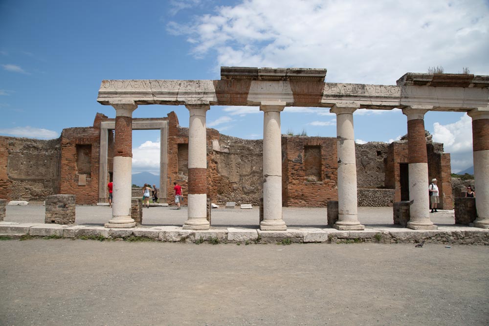 Italy, Pompeii, Roman Forum, Portico with Corinthian columns with inscription High-Quality Images & Videos The MCA Collection