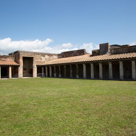 Italy, Pompeii, Stabian Baths, porticoes surrounding the  gymnasium