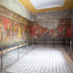 Italy, Pompeii, Villa of the Mysteries, Triclinium with large frieze contains 28 human figures on a podium High-Quality Images & Videos The MCA Collection