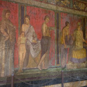 Italy, Pompeii, Villa of the Mysteries, Triclinium with large frieze contains 28 human figures on a podium High-Quality Images & Videos The MCA Collection