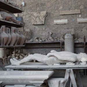 Italy, Pompeii, store-room with various bowls, amphorae, and Plaster casts of victims High-Quality Images & Videos The MCA Collection