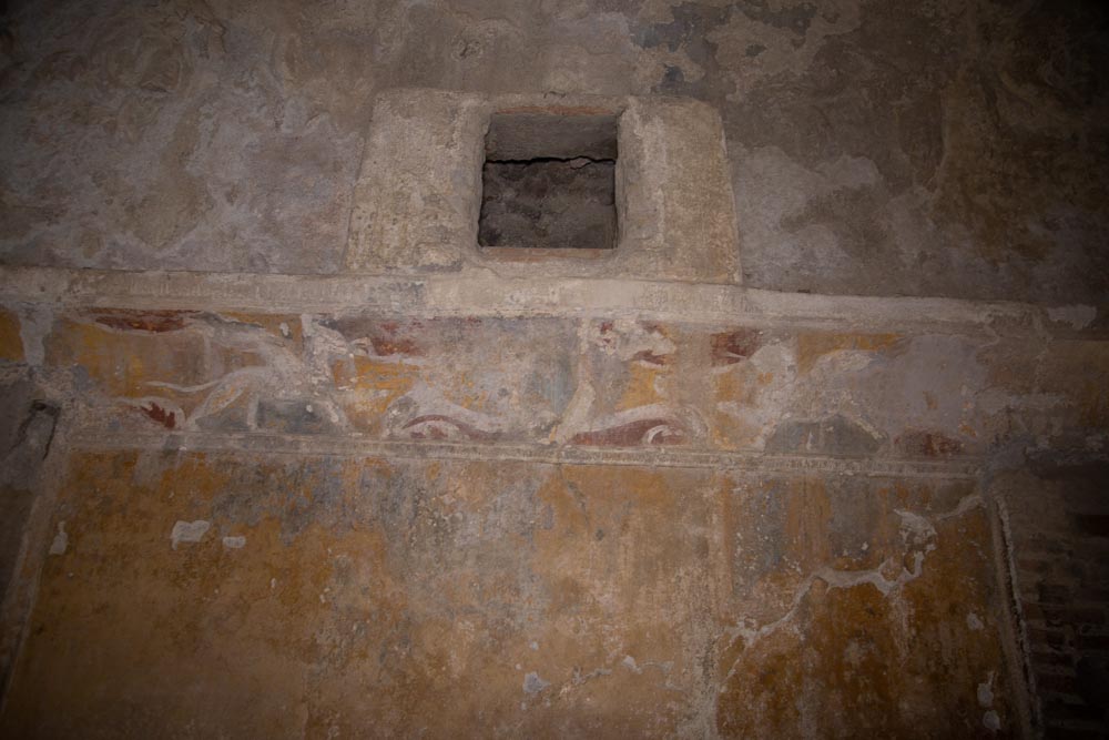 Italy, Pompeii,Forum Baths, view of the Tapidaruim with coloured stucco and shelves separated by telamones1 High-Quality Images & Videos The MCA Collection