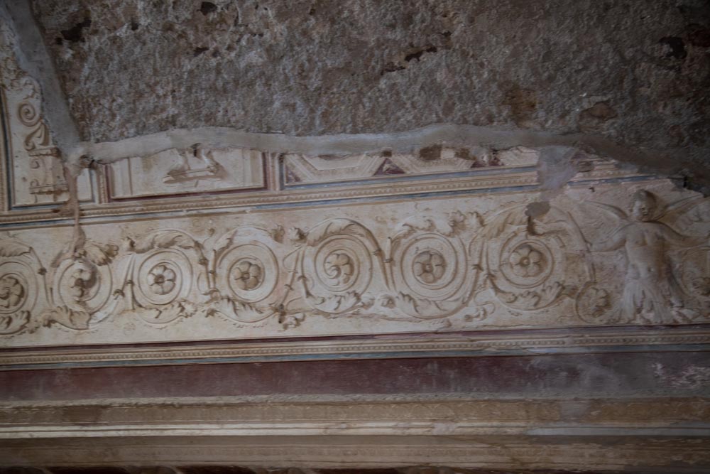 Italy, Pompeii,Forum Baths, view of the Tapidaruim with coloured stucco and shelves separated by telamones7 High-Quality Images & Videos The MCA Collection