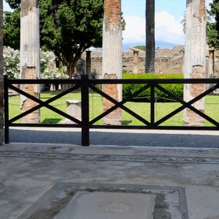 Italy, Pompeii, House of the Faun, room with mosaic